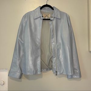 Blue leather jacket